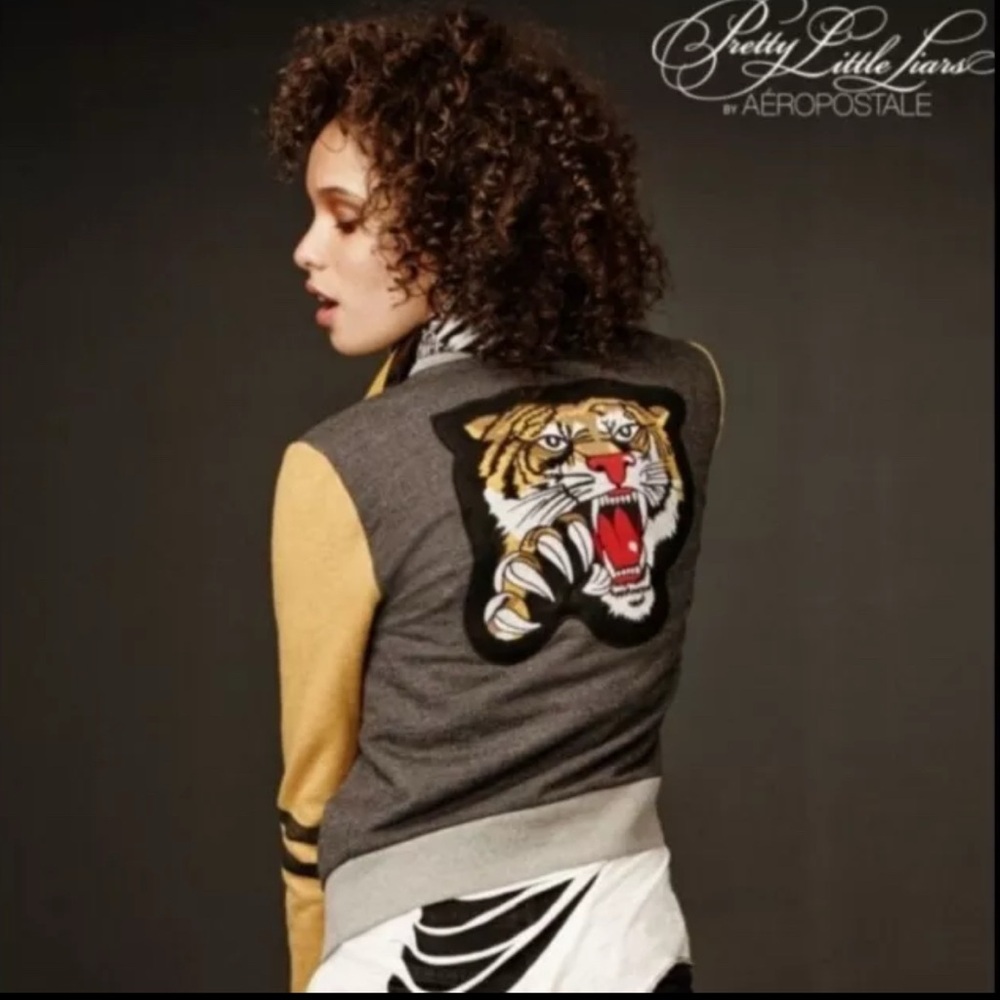 Aeropostale Gray and Yellow Bomber Jacket